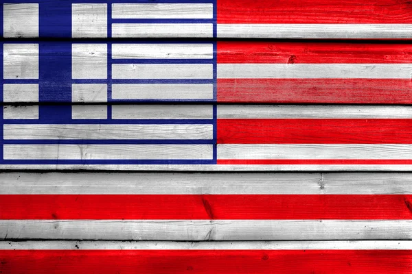 Flag of Lethbridge, Canada, painted on old wood plank background — Stock Photo, Image