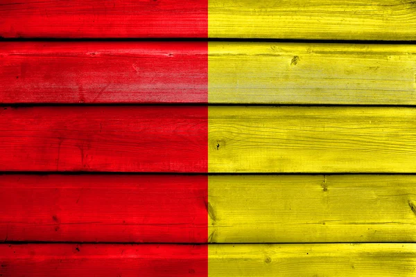 Bandiera di Liegi, Belgio, dipinta su vecchio fondo di tavola di legno — Foto Stock