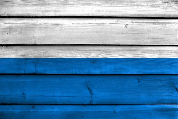 Flag of Legnica, Poland, painted on old wood plank background — Stock Photo, Image