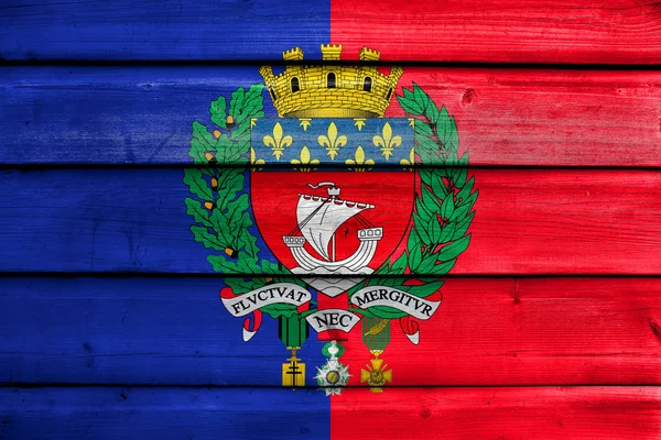 Прапор Парижа з гербом, Франція — стокове фото