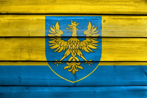 Bandera de Opole Voivodeship con Escudo de Armas, Polonia — Foto de Stock