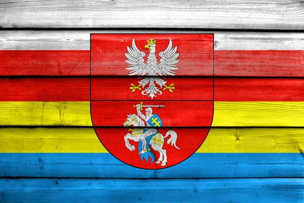 Vlag van Podlachië met wapenschild, Polen — Stockfoto