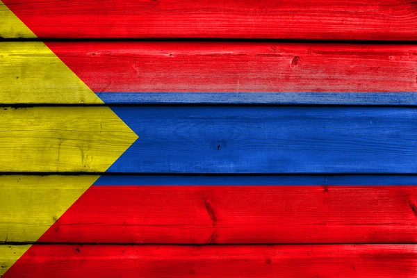 Flag of Pasto, Colombia, painted on old wood plank background — Stock Photo, Image