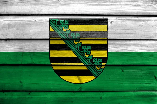 Flag of Saxony with Coat of Arms, Germany — Stock Photo, Image