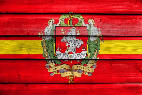 Flagge von Vilnius mit Wappen, Litauen — Stockfoto