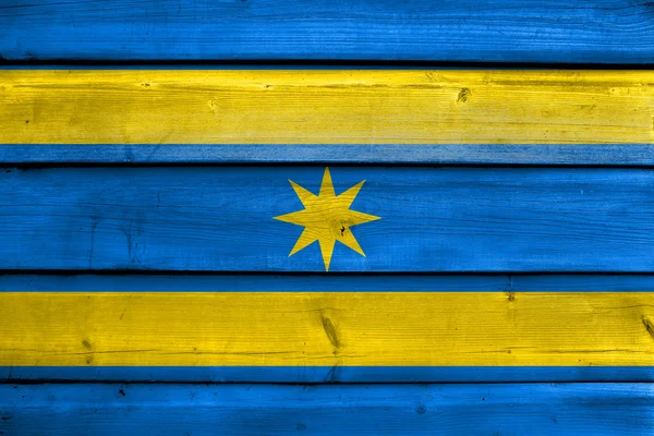 Bandera de Zlin, Chequia, pintada sobre fondo de madera vieja —  Fotos de Stock