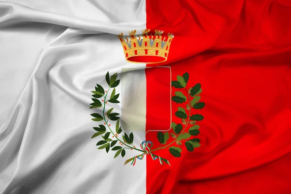 Bandeira Acenando de Bari com Brasão de Armas, Itália — Fotografia de Stock