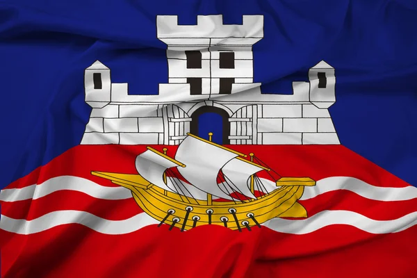 Fahne von Belgrad, Serbien schwenkend — Stockfoto