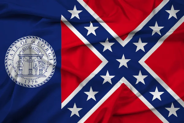 Mávání vlajkou státu Georgia (1956-2001), Usa — Stock fotografie