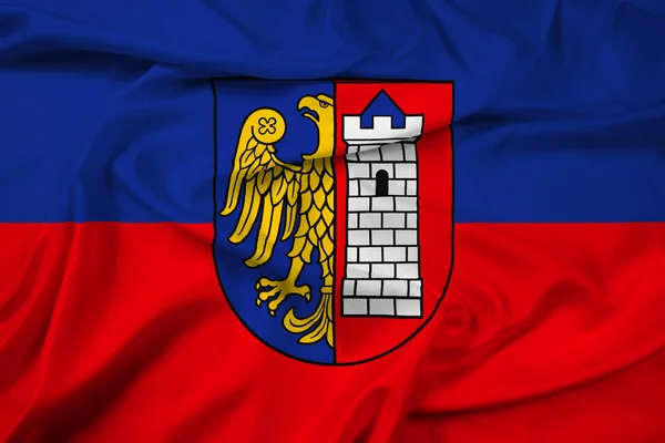 Zwaaien vlag van Gliwice, Polen — Stockfoto