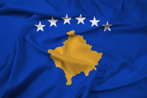 Acenando bandeira de kosovo — Fotografia de Stock
