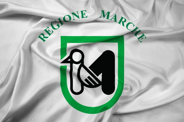 Waving Flag of Marche Region, Italy — Stock Photo, Image