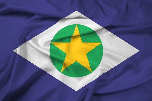 Bølgende flag Mato Grosso State, Brasilien - Stock-foto