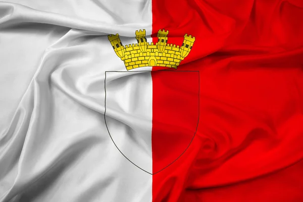 Integetett zászló Mdina a címer, Málta — Stock Fotó