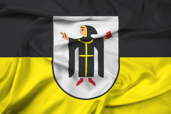 Vlag van München zwaaien met wapenschild, Duitsland — Stockfoto