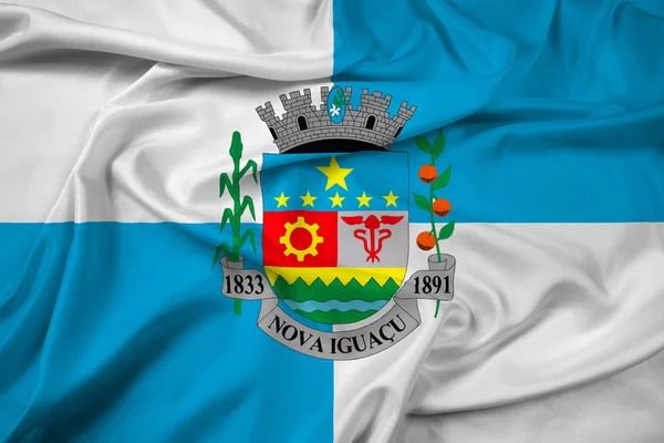 Zwaaien vlag van Nova Iguacu, Brazilië — Stockfoto
