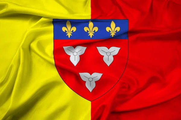 Vlag van Orleans zwaaien met wapenschild, Frankrijk — Stockfoto