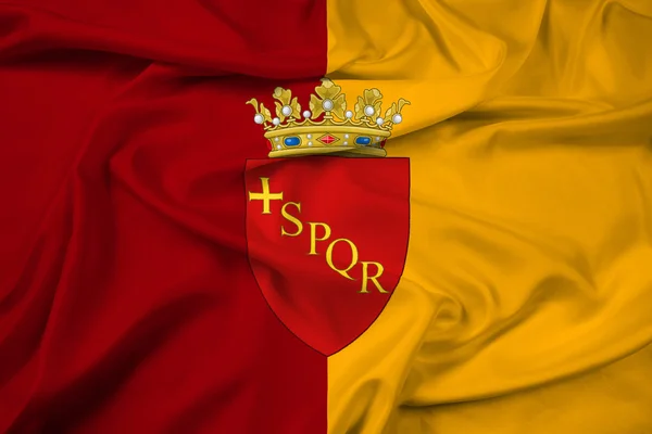 Integetett zászló, Róma, a címer, Olaszország — Stock Fotó