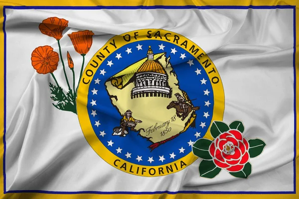 Zwaaien de vlag van de Amerikaanse staat Californië, en valt bestuurlijk gezien onder Sacramento County — Stockfoto