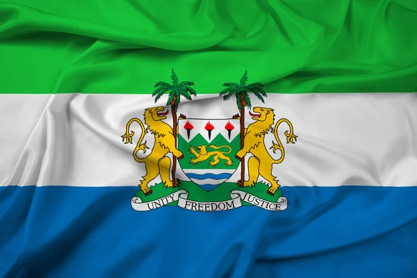 Flagge von Sierra Leone mit Wappen — Stockfoto