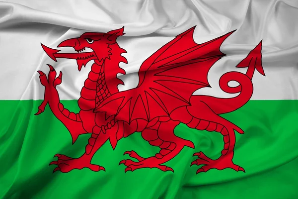 Flagge von Wales schwenkend, Großbritannien — Stockfoto