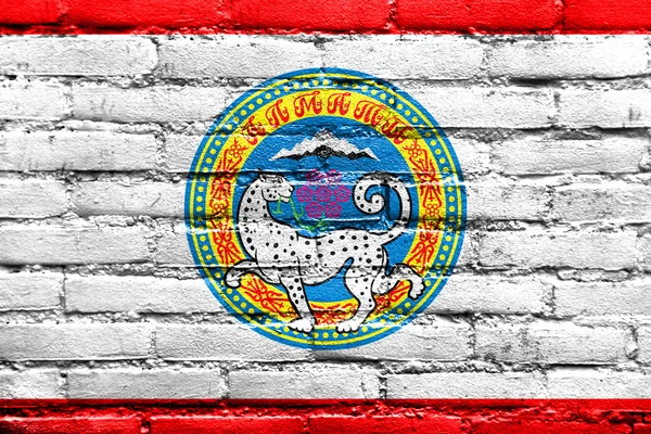 Flag of Almaty, Kazakhstan, painted on brick wall — Stock Photo, Image