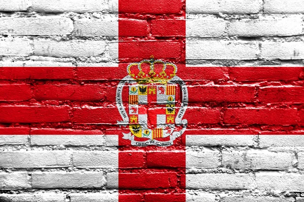 Flag of Almeria, Spain, painted on brick wall — Stock Photo, Image