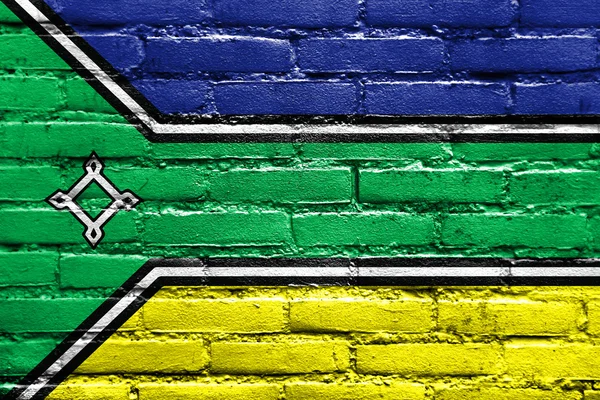 Флаг штата Амапа, Бразилия, раскрашенный на кирпичной стене — стоковое фото