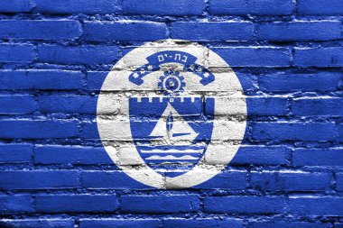 Bat Yam, İsrail, bayrağı tuğla duvara boyalı