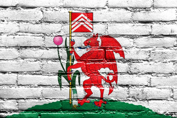 Flaggan i Cardiff, Wales, Storbritannien, målade på tegelvägg — Stockfoto