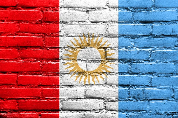 Bandiera della Provincia di Cordova, Argentina, dipinta su muro di mattoni — Foto Stock