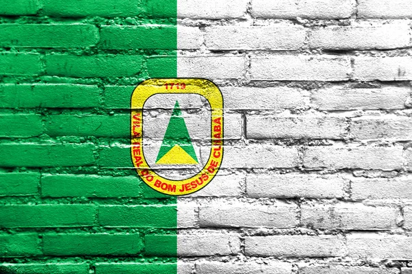 Flag of Cuiaba, Mato Grosso, Brazil, painted on brick wall — Stock Photo, Image
