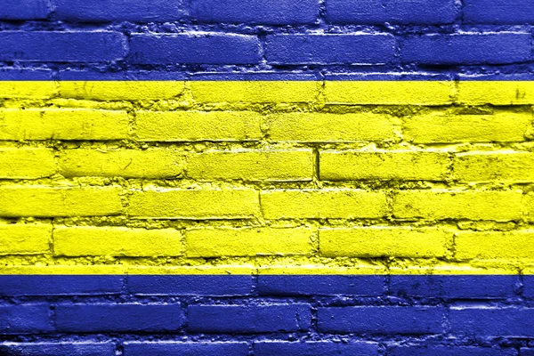 Bandera de Debrecen, Hungría, pintada sobre pared de ladrillo — Foto de Stock