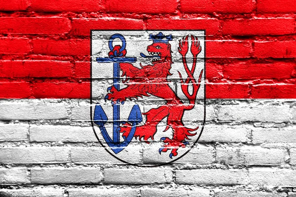 Прапор Дюсельдорф, Німеччина, намальовані на цегляна стіна — стокове фото