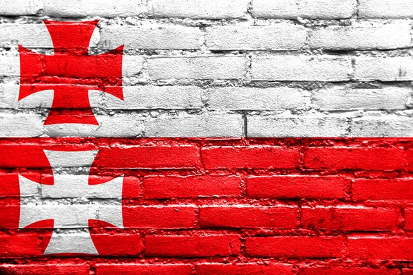 Flag of Elblag, Poland, painted on brick wall — Stock Photo, Image