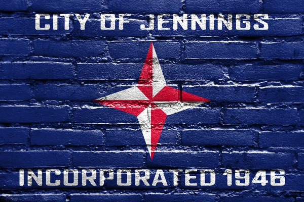 Bandera de Jennings, Missouri, USA, pintada sobre pared de ladrillo — Foto de Stock