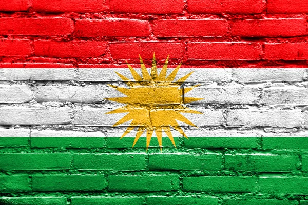 Flagge von Kurdistan, auf Ziegelwand gemalt — Stockfoto