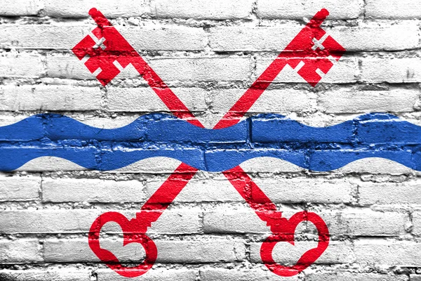 Flag of Leiderdorp, Netherlands, painted on brick wall — Stock Photo, Image