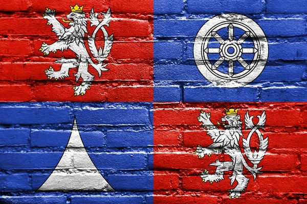 Flag of Liberec Region, Czechia, painted on brick wall — Stock Photo, Image