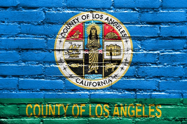 Flaga Los Angeles County, California, Usa, malowane na ceglany mur — Zdjęcie stockowe