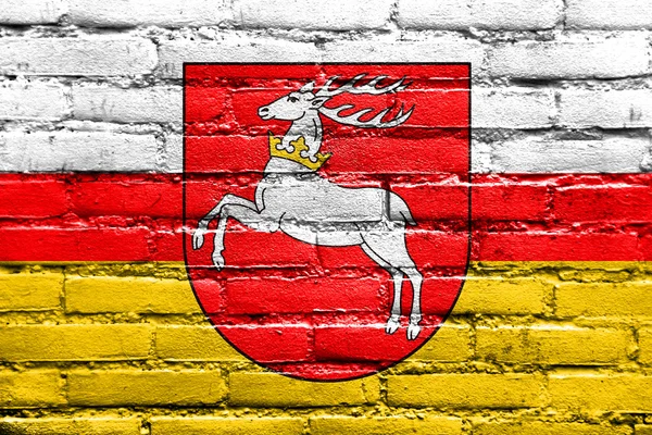 Flagge der Woiwodschaft Lublin, Polen, auf Ziegelwand gemalt — Stockfoto