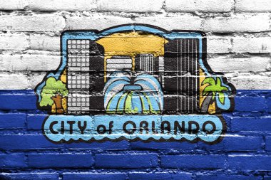 Orlando, Florida, ABD, bayrağı tuğla duvara boyalı