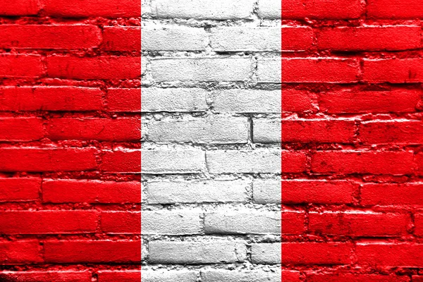 Bandeira de Mons, Bélgica, pintada na parede de tijolos — Fotografia de Stock