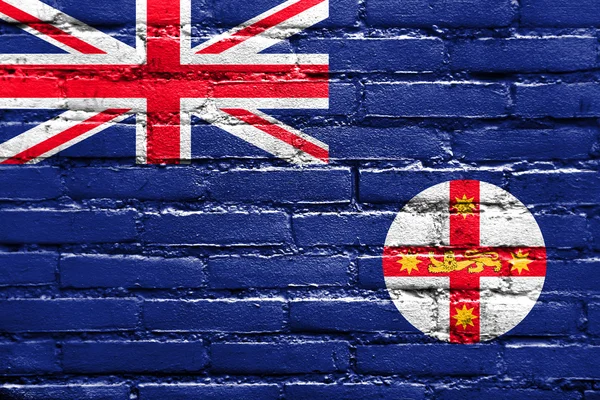 Vlag van New South Wales State, Australië, geschilderd op bakstenen muur — Stockfoto