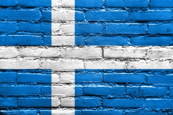 Parnu, Estonya, bayrağı tuğla duvara boyalı — Stok fotoğraf