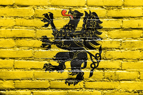 Bandera de Voivodato de Pomerania, Polonia, pintada sobre pared de ladrillo — Foto de Stock