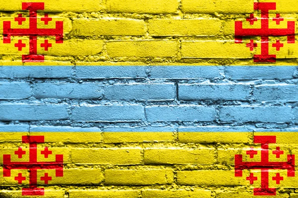 Bandeira de Popayan, Colômbia, pintada na parede de tijolos — Fotografia de Stock