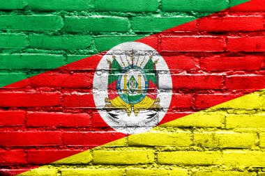 Flag of Rio Grande do Sul State, Brazil, painted on brick wall clipart