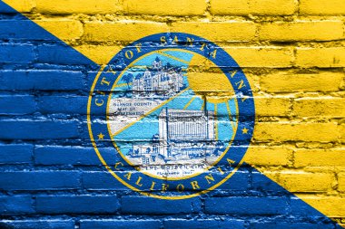 Santa Ana, Kaliforniya, ABD, bayrağı tuğla duvara boyalı