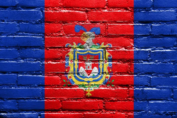 Vlajka Quito, Ekvádor, maloval na zdi — Stock fotografie